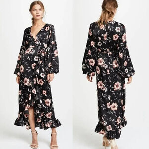 Misa Los Angeles Black Luna Wrap Dress